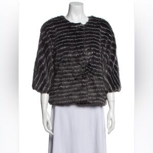 Tibi Black and Gray Striped Jacket